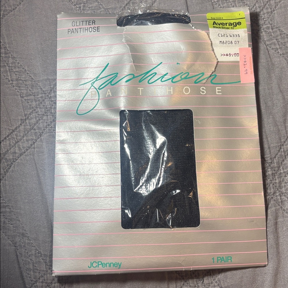 JCPenney Glitter Fashion Pantyhose sheer black/silver sparkle women’s tights